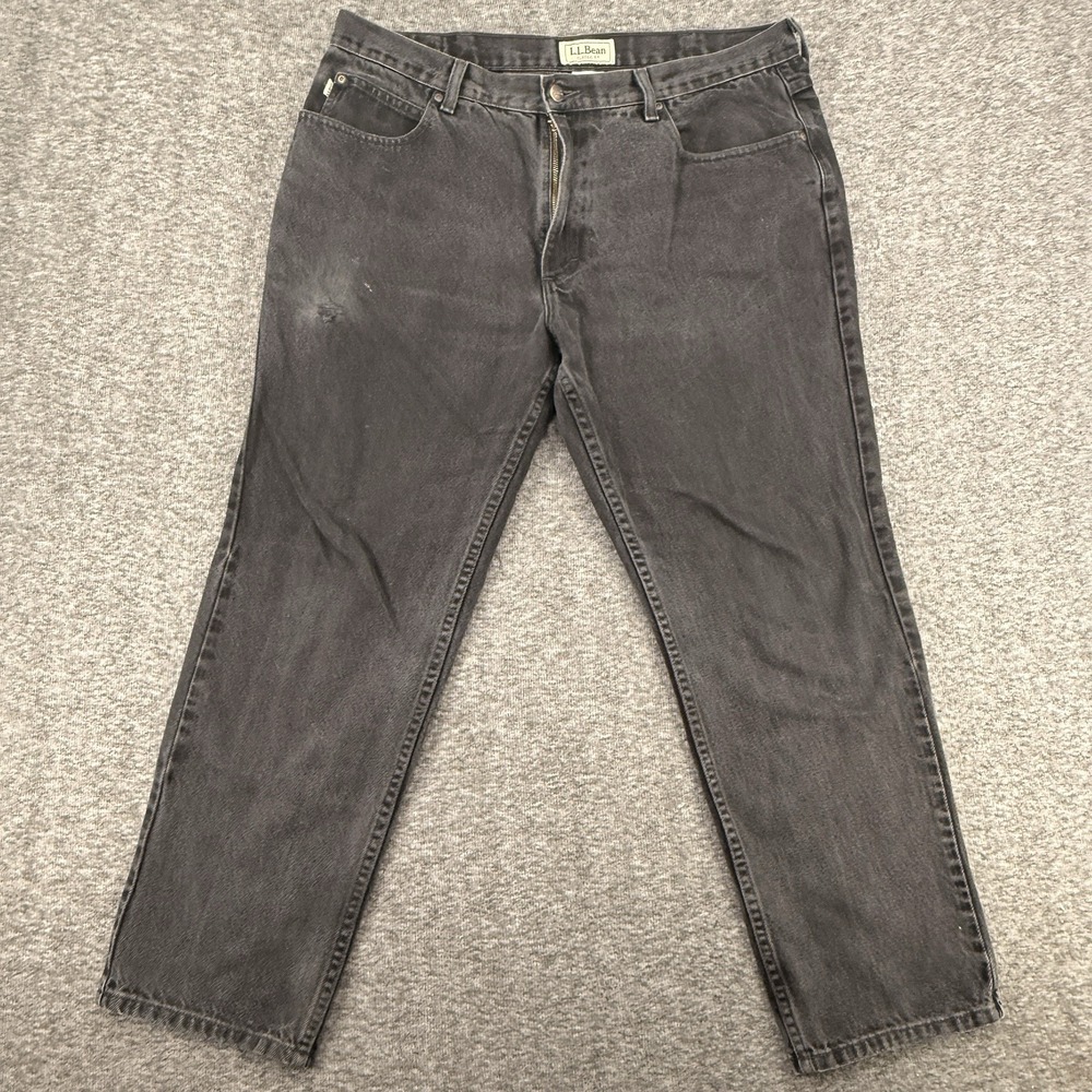 LL Bean Classic Fit Jeans Mens 38x30 Faded Black Straight Leg 100% Cotton Denim